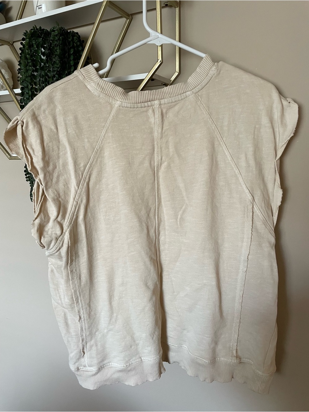 Pilcro Cream Short Sleeve Sweatshirt Top - Picture 3 of 4